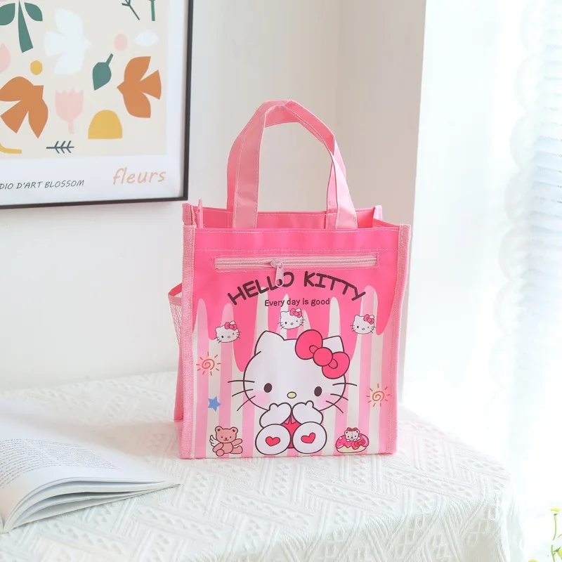 Torba na zamek Sanrio Cartoon Cinnamoroll Anime Kuromi Hello Kitty Dziecięca Torba o Dużej Pojemności na Dokumenty Prezent dla Ucznia