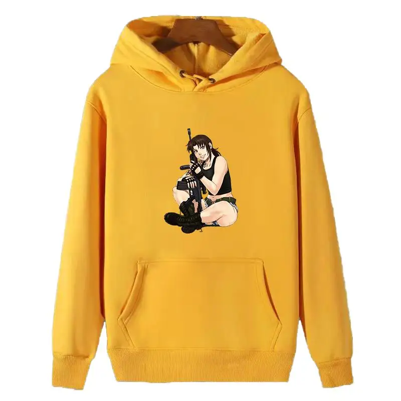 Revy From Black Lagoon Anime graphic Hooded sweatshirts winter thick sweater hoodie essentials fleece hoodie Men's clothing