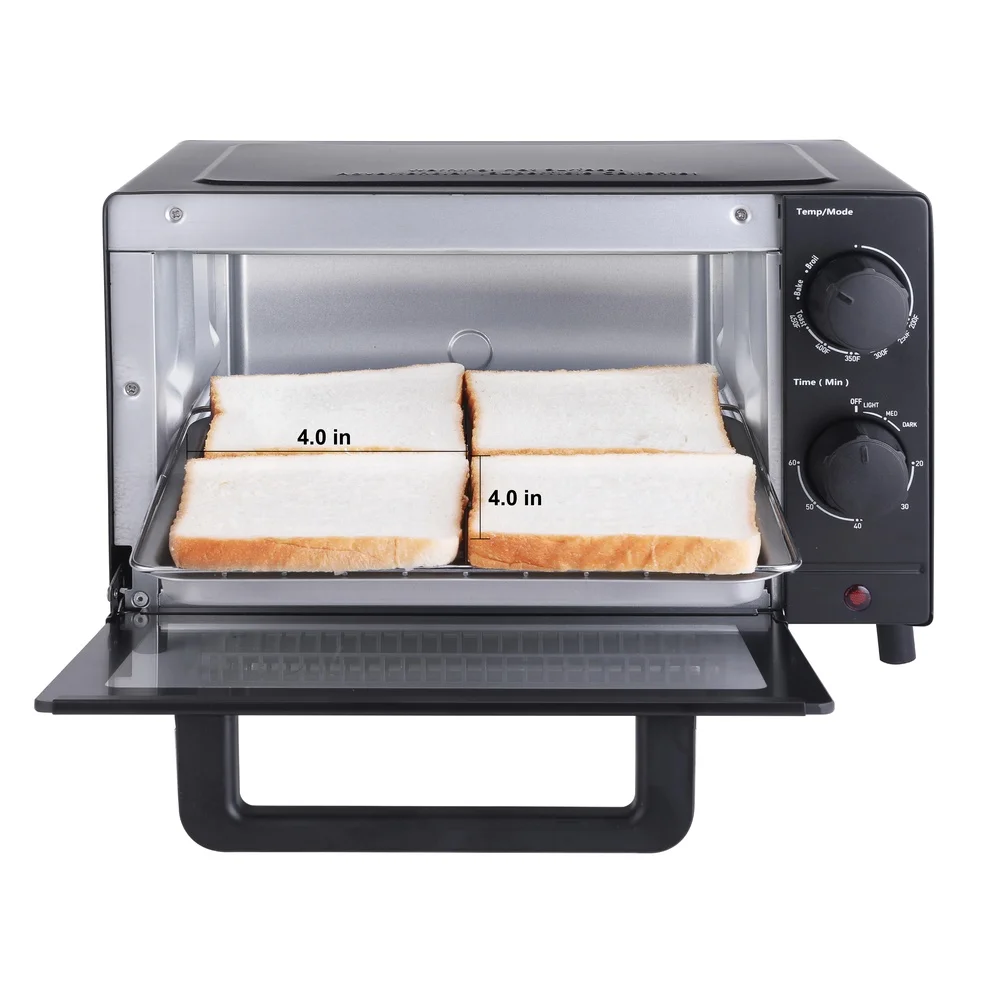 1050 W 4-Scheiben-Toaster mit 3 Einstellungen, verstellbarer Timer, zum Backen, Grillen, Toast, platzsparendes Design, inklusive Backform, einfach