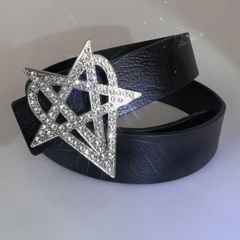 Bling Y2K Star Rhinestone Buckle PU Leather Waist Belts for  display picture 3