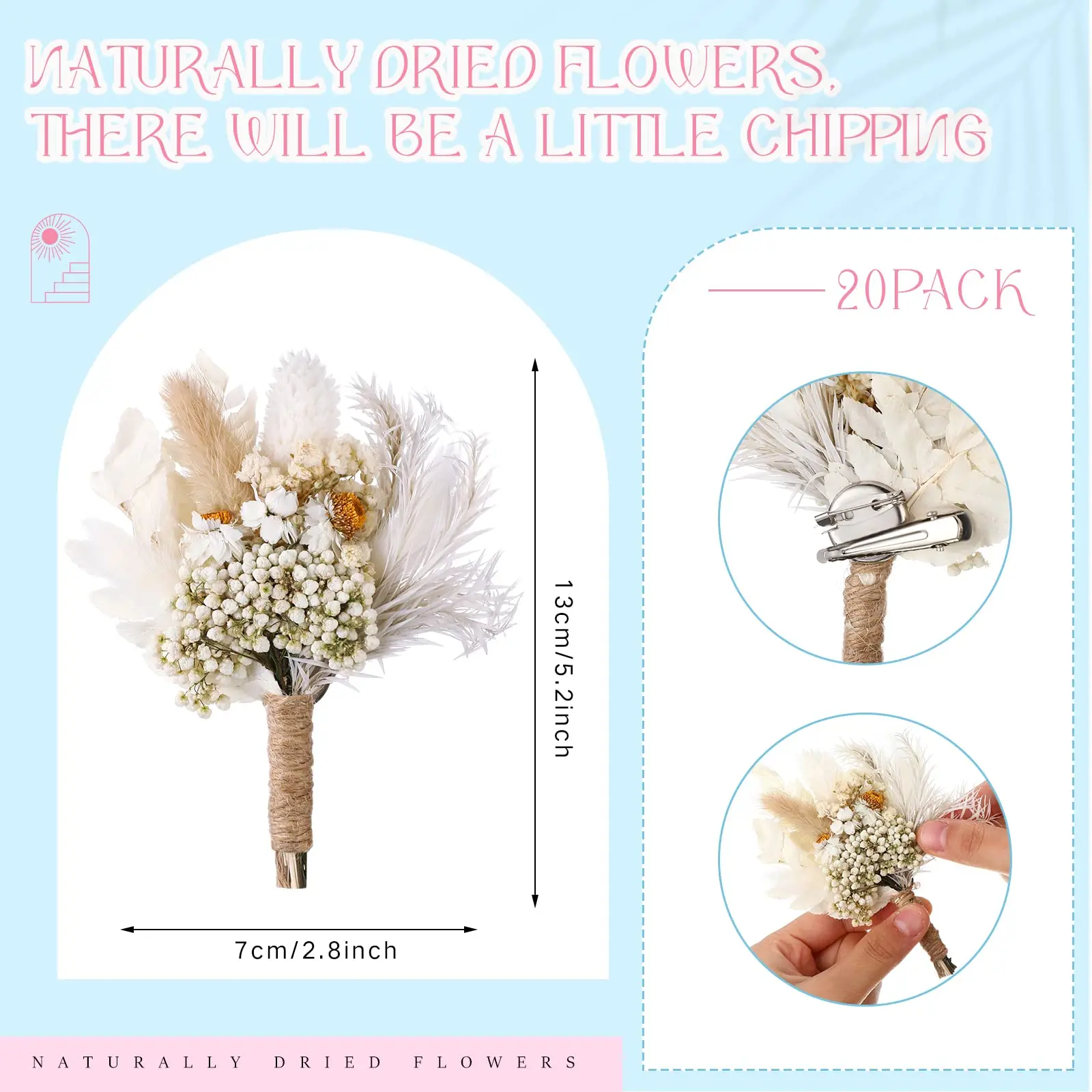 Wedding Mini Dried Flowers Fluffy Natural Pampas Grass Bouquet Boutonniere for Men Boho Wedding Party Decorations Home Decor