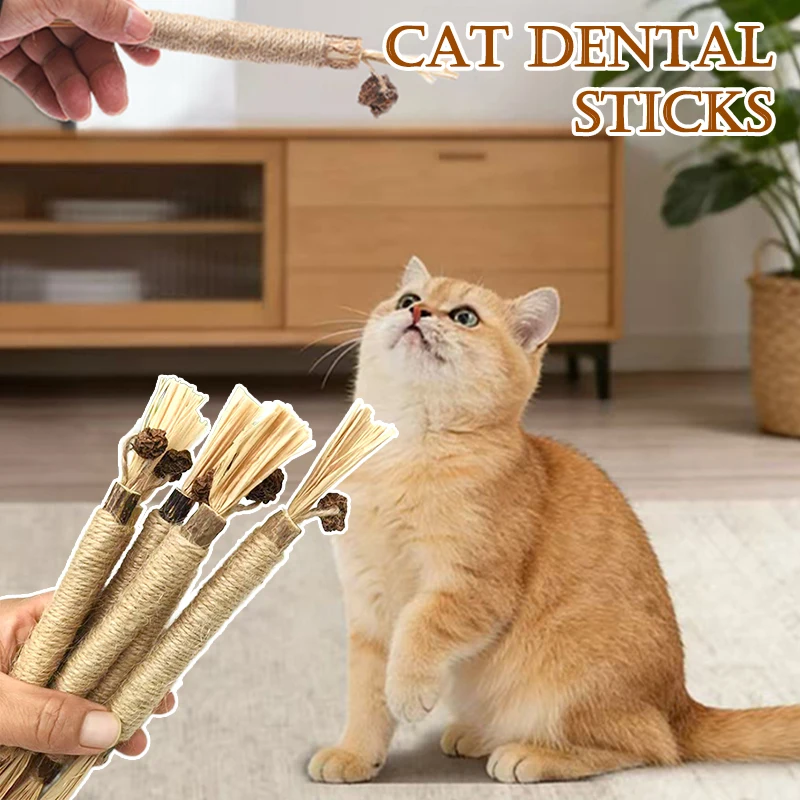

Cat Teething Stick Wooden Chew Stick Interactive Cat Chew Toy for Teeth Cleaning Freshens Breath Promotes Digestion