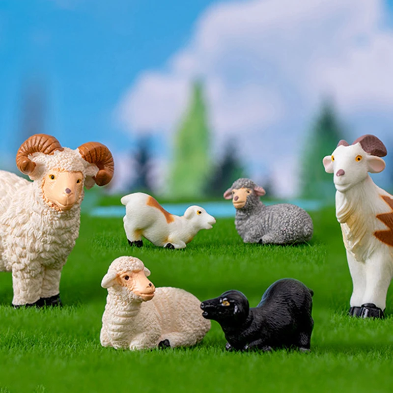 Miniatury imiulowane figurki kozy owczej ogrodnicze ozdoby zewnętrzne mikro gospodarskie do dekoracji domu akcesoria do pulpitu