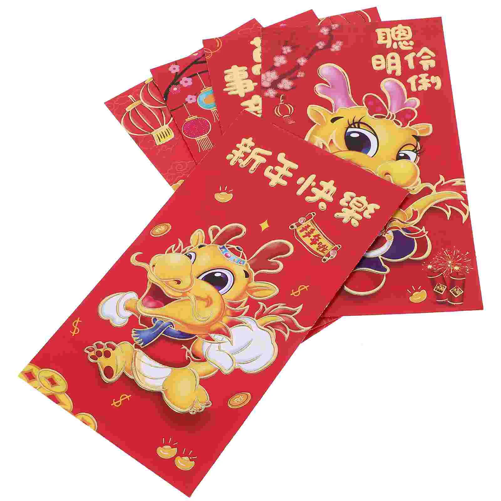 

30 Pcs 2024 Year of The Dragon Red Packet New Cute Envelopes Paper Chinese Lucky Money Lunar Bag