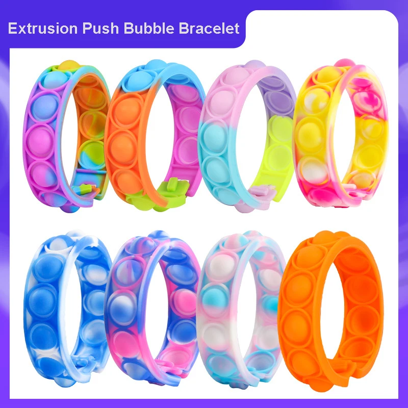 New Pop Push Bubble Fidget Toys For Children Silicone Bracelet Anti-stress Toy Adults Anti Stress Reliever Sensory Toy Kids Gift