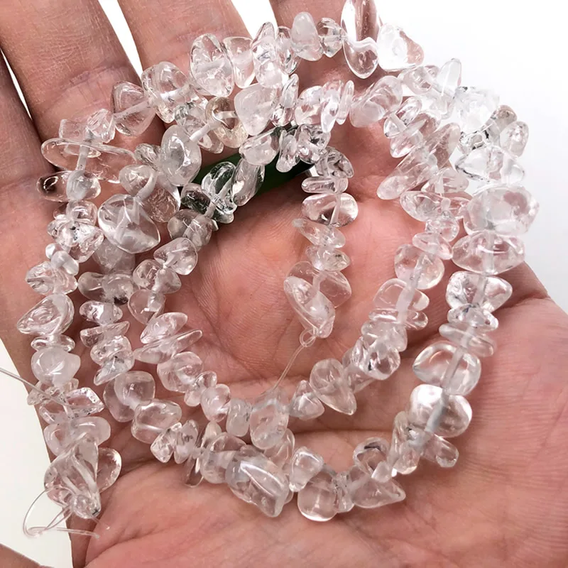 Naturstein-Chip-Perlen, 5–8 mm, unregelmäßiger Kies, Kristallquarz, für die Schmuckherstellung, Freiform-Perlen, DIY-Halskette, Armband, 15'' – Detail 5