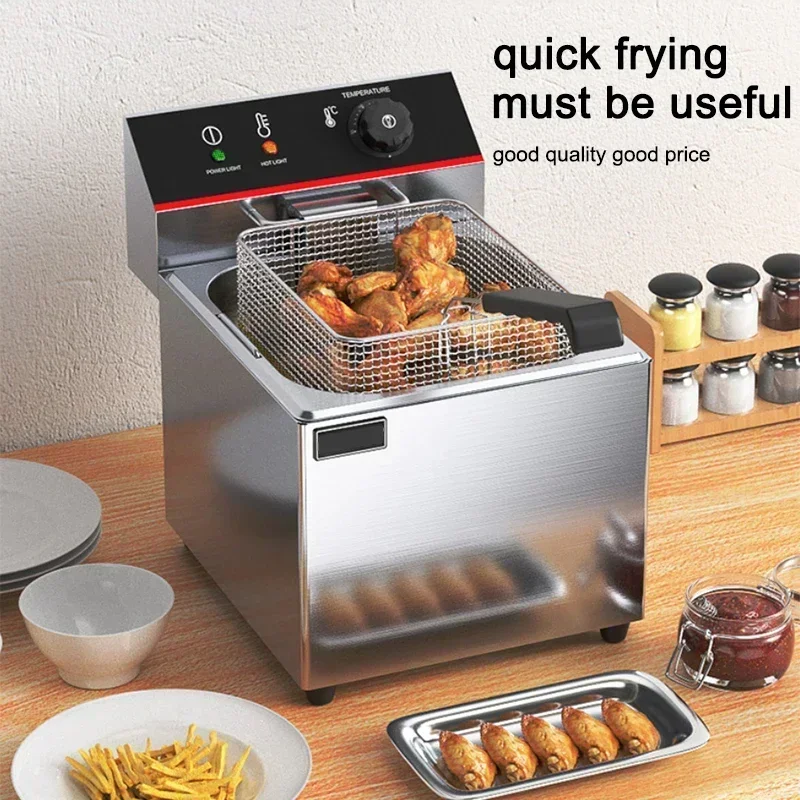 French fry machine single tank large capacity electric fryer electric fryer desktop 220v electric fryer fried chicken hamburger