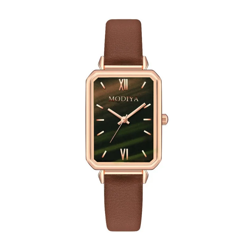 Women\'s Wrist Watch Imitation Leather Watch Band Fashion Simple Thin Wrist Watch Green Quartz Wristwatches Gifts for Ladies