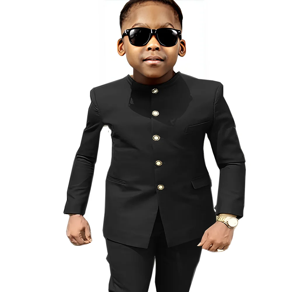 Boys' 2-Piece Formal Suit, Stand Collar Exquisite Design, Jacket + Trousers, Children's High-End Occasions Use