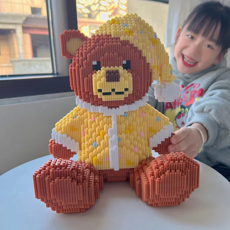 

28cm Gray Goodnight Little Bear Children's Toy Building Block Small Particle Brick 3D Little Bear Model Kids Gift