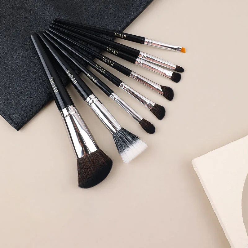 Juego de brochas de maquillaje, 8 Uds., brocha para polvos negros esponjosos y suaves, brocha para colorete, herramientas de belleza, productos para mujer, brochas faciales para máscara