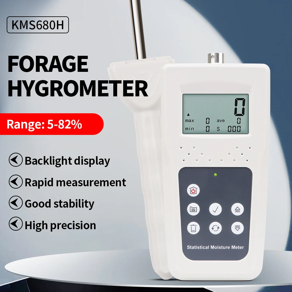 Portable Digital Hay Moisture Meter Single and Double Needles HD LCD Screen Forage Moisture Analyzers for Sheaf of Sheep