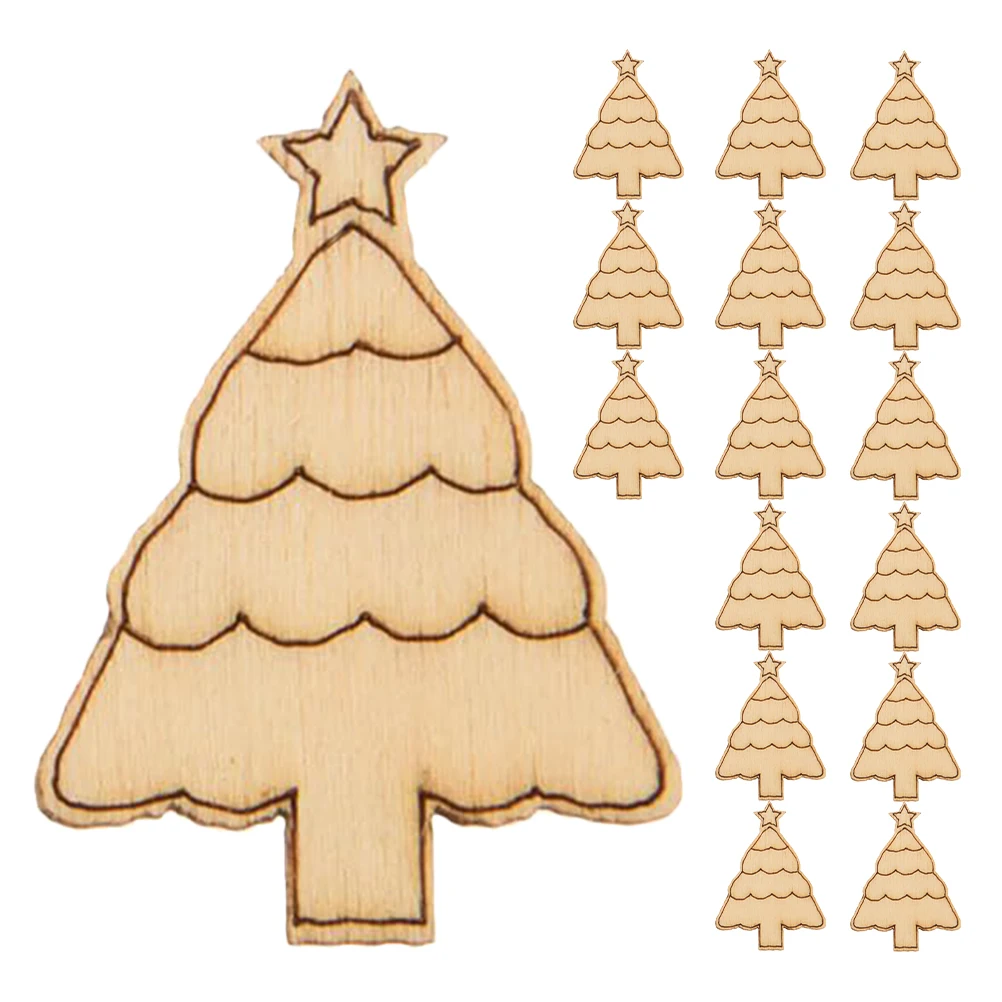 

50pcs Wooden Christmas Tree Ornaments Diy Unfinished Blank Cutouts Paint Your Own Wood Slices For Crafts Mini Wooden Tree