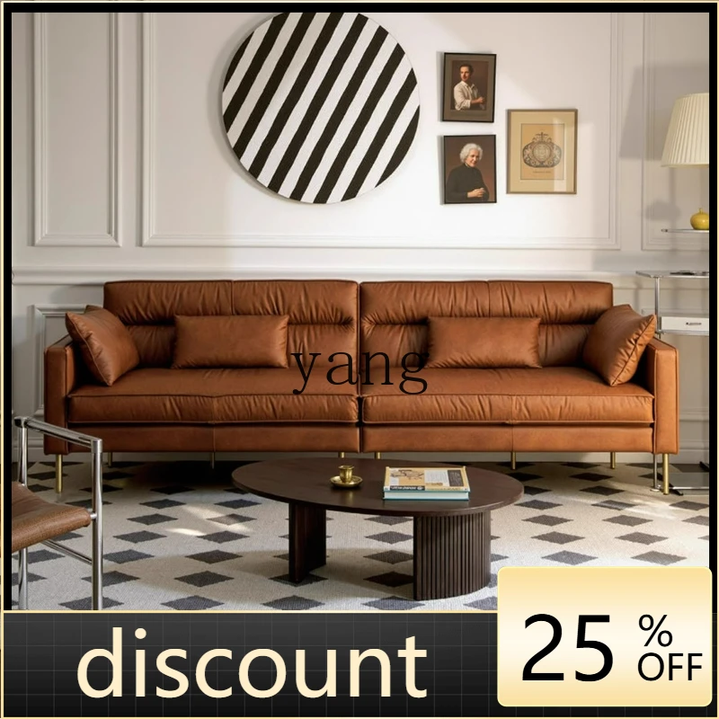 LTT medieval retro straight row leather oil wax leather high backrest brown first layer cowhide
