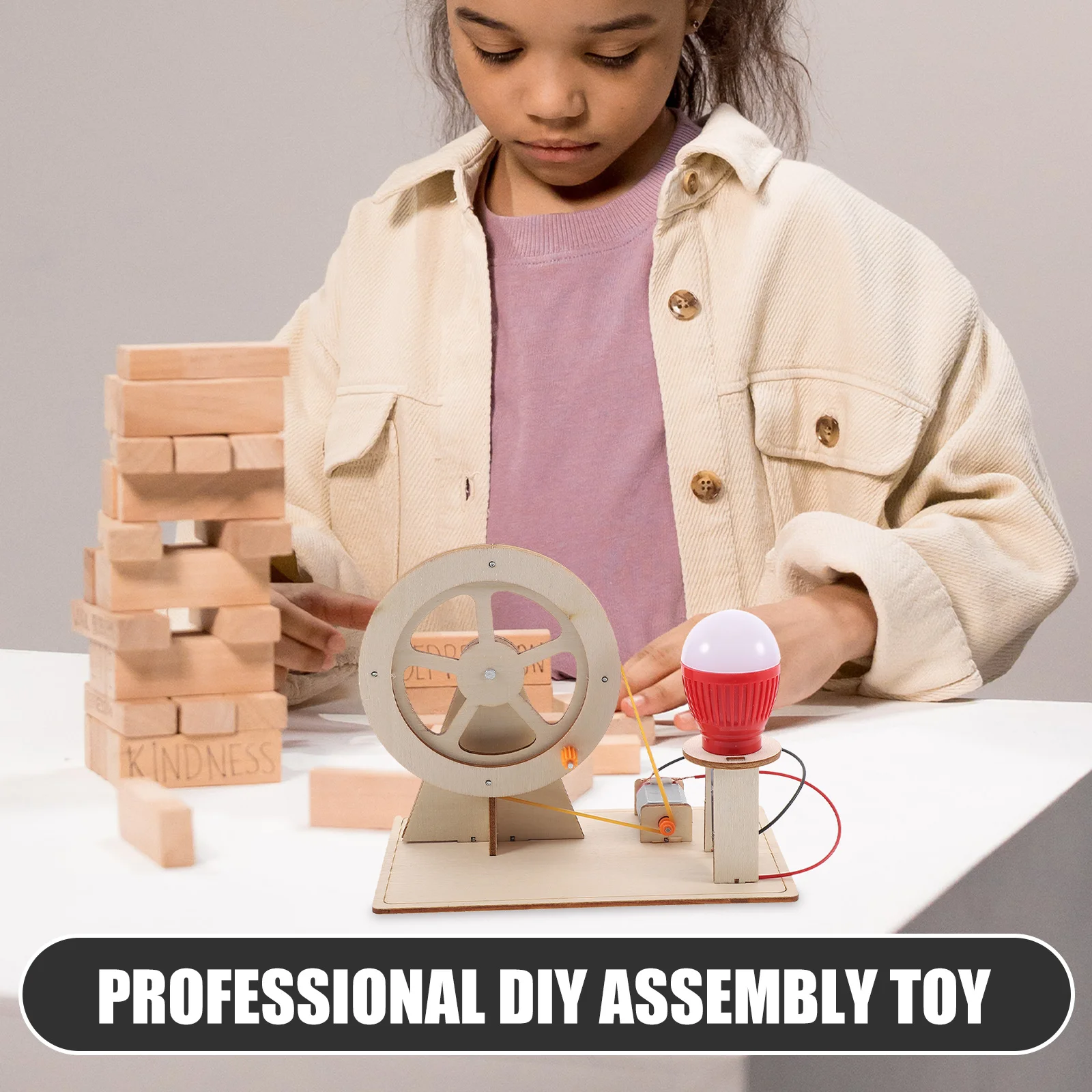 DIY Hand Crank Generator Wooden Science Kit for Kids Hands on Assembly Learning Mechanical Principles Education Power Experiment