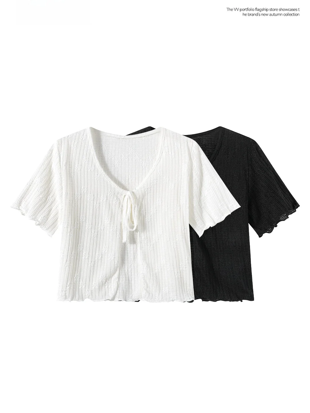 Korean Style Knitted Short Sleeve V-Neck T-Shirt Women's Summer Spicy Girl Belted Car Coat High Waist Bells up Top