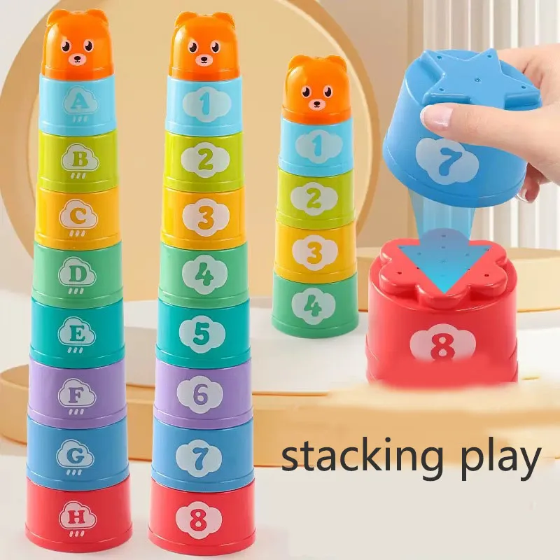 Fun Stacking Cup Montessori Early Educational Sensory Puzzle Stack Speed Games Parent-child Interactive Indoor Outdoor Toy