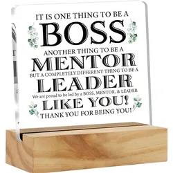 Appreciation Boss Gifts for Men Women, Awesome Boss Desk Decor Acrylic Plaque Sign Stand Home Office Keepsake Boss Lady Present