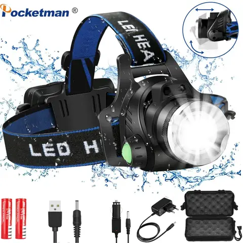 6000 Lumen LED Headlamp with Zoom for Outdoor Use POCKETMAN