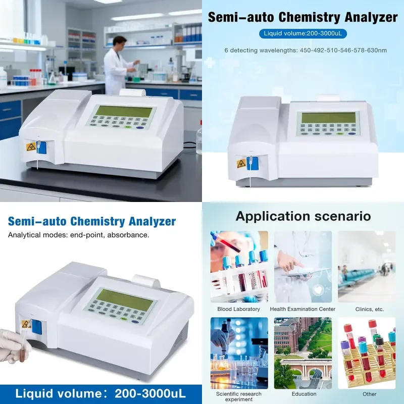 Wholesale New Semi-automatic Chemical Analyzer Laboratory LCD Biochemical Equipment Blood Level 6 Detection Analyzer