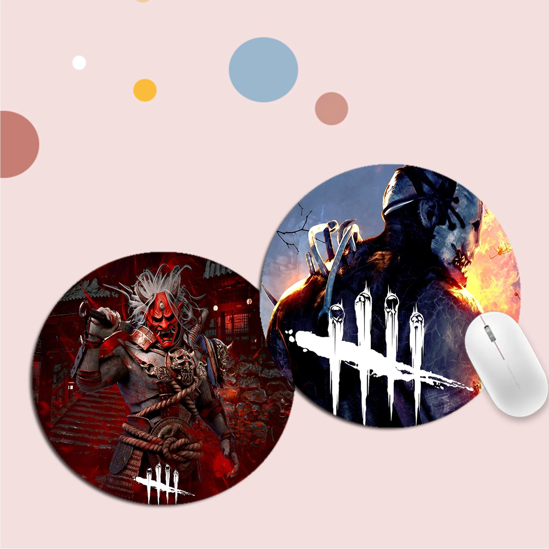 

D-Dead-by-D-Daylight Mousepad INS Tide Round Keyboard Mat Table Mat Cabinet Gamer Desktop Mousepad Cup Mats Deskpad Home Decor