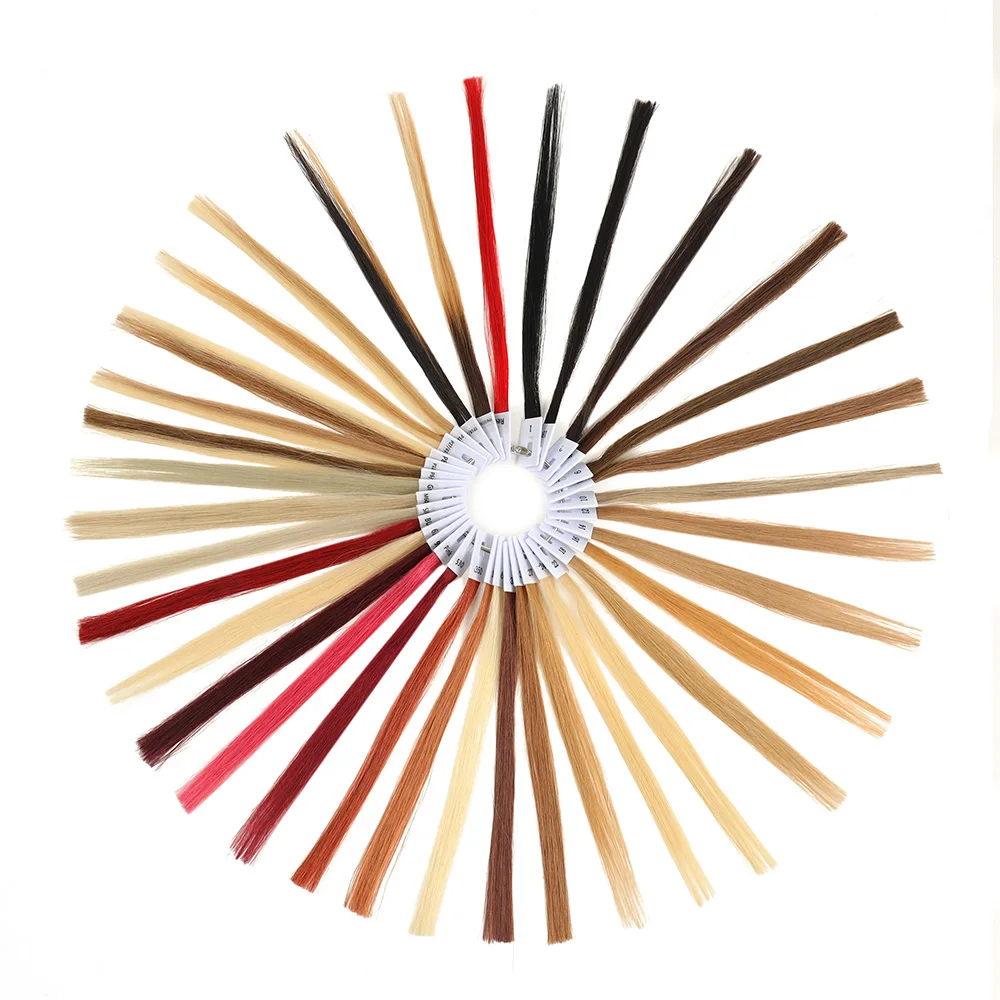 35 قطعة 20 سنتيمتر 100% شعر بشري حقيقي اللون خواتم حوامل ل وصلات شعر بشرية أدوات الصالون صبغ الشعر عينة الرسم البياني الدائري #1