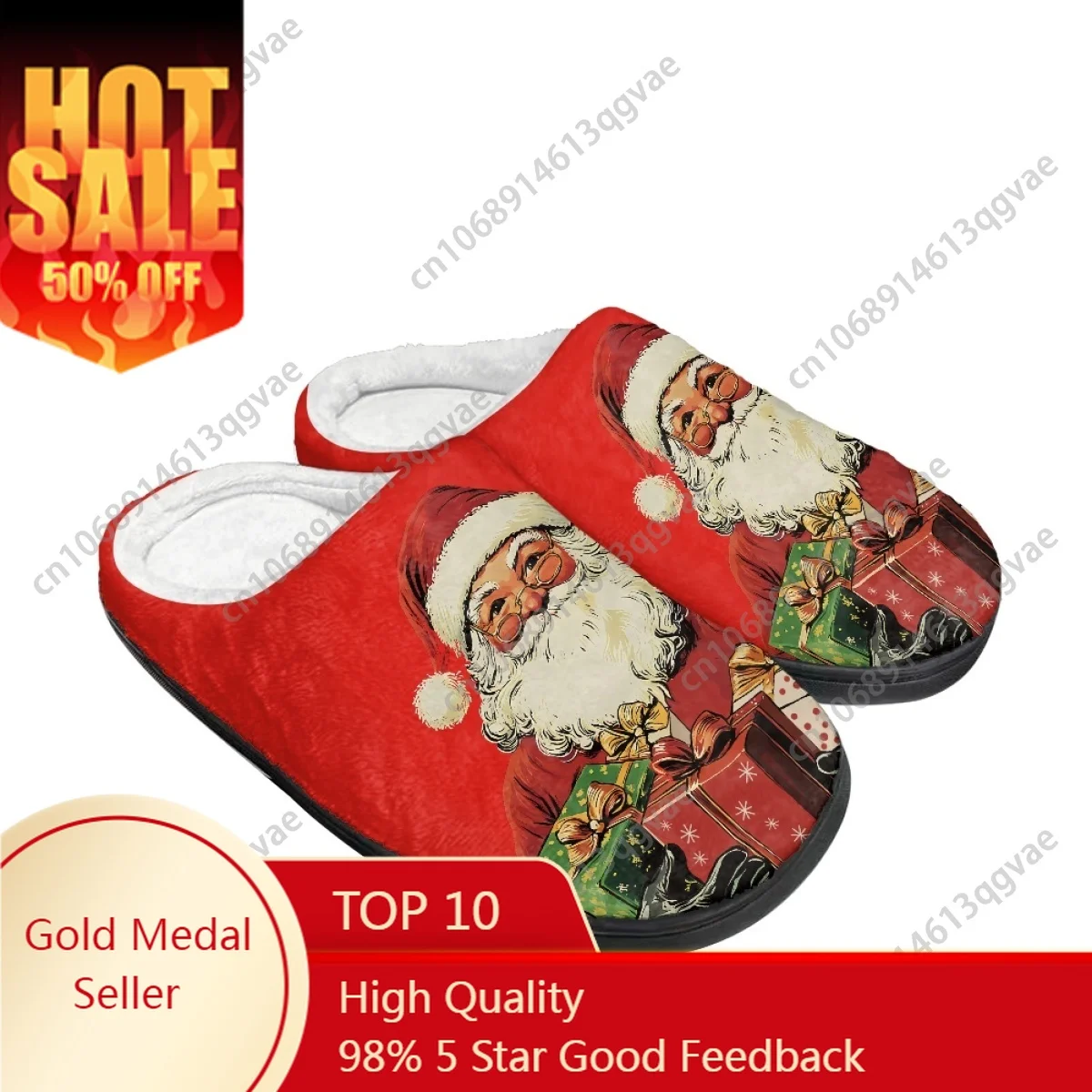 2025 New Arrival Red Santa Claus Merry Chrismas Home Cotton Slippers Mens Womens Teenager Plush Bedroom Keep Warm Custom Slipper