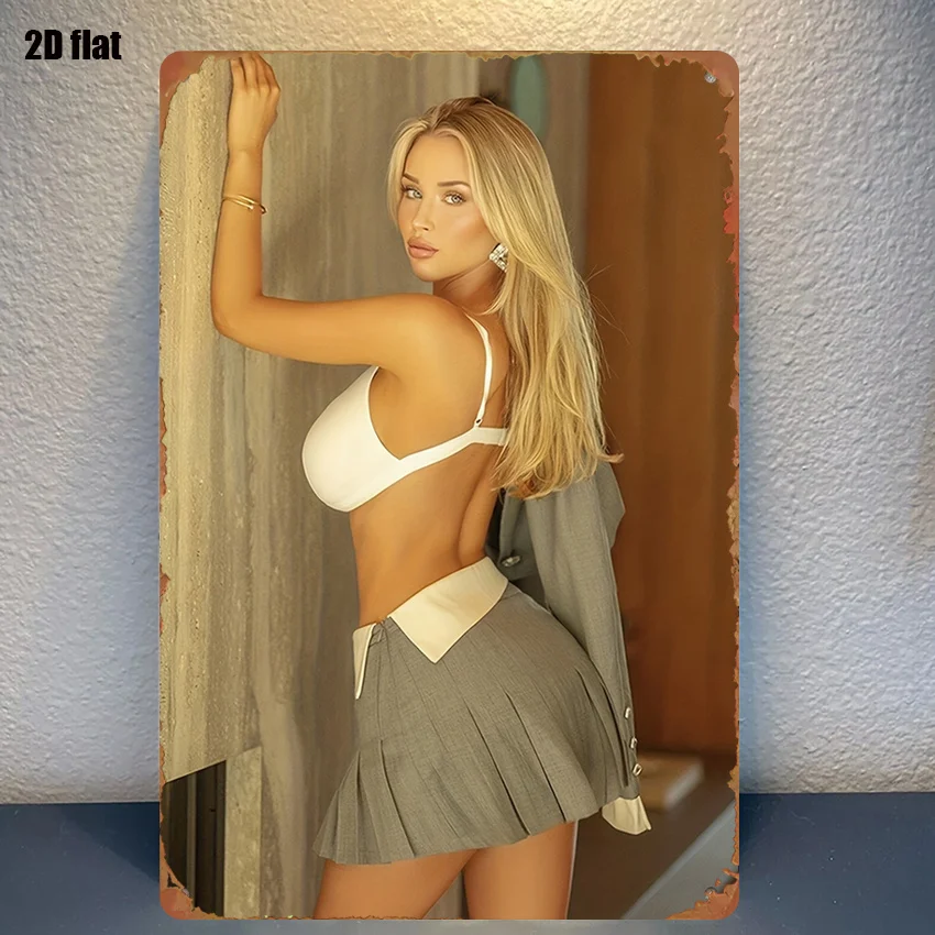 Vintage 2D 8x12 Inch Metal Tin Sign, Retro Woman Silhouette Wall Art for Home Kitchen Bar Garden Decor