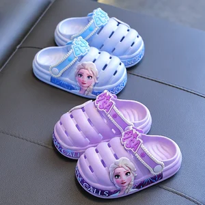 Disney-Chinelos de desenhos animados congelados para crianças, Elsa, sandálias de praia, chinelos macios para crianças, sapatos de princesa para meninas 10 principais vendas praia frozen - №8