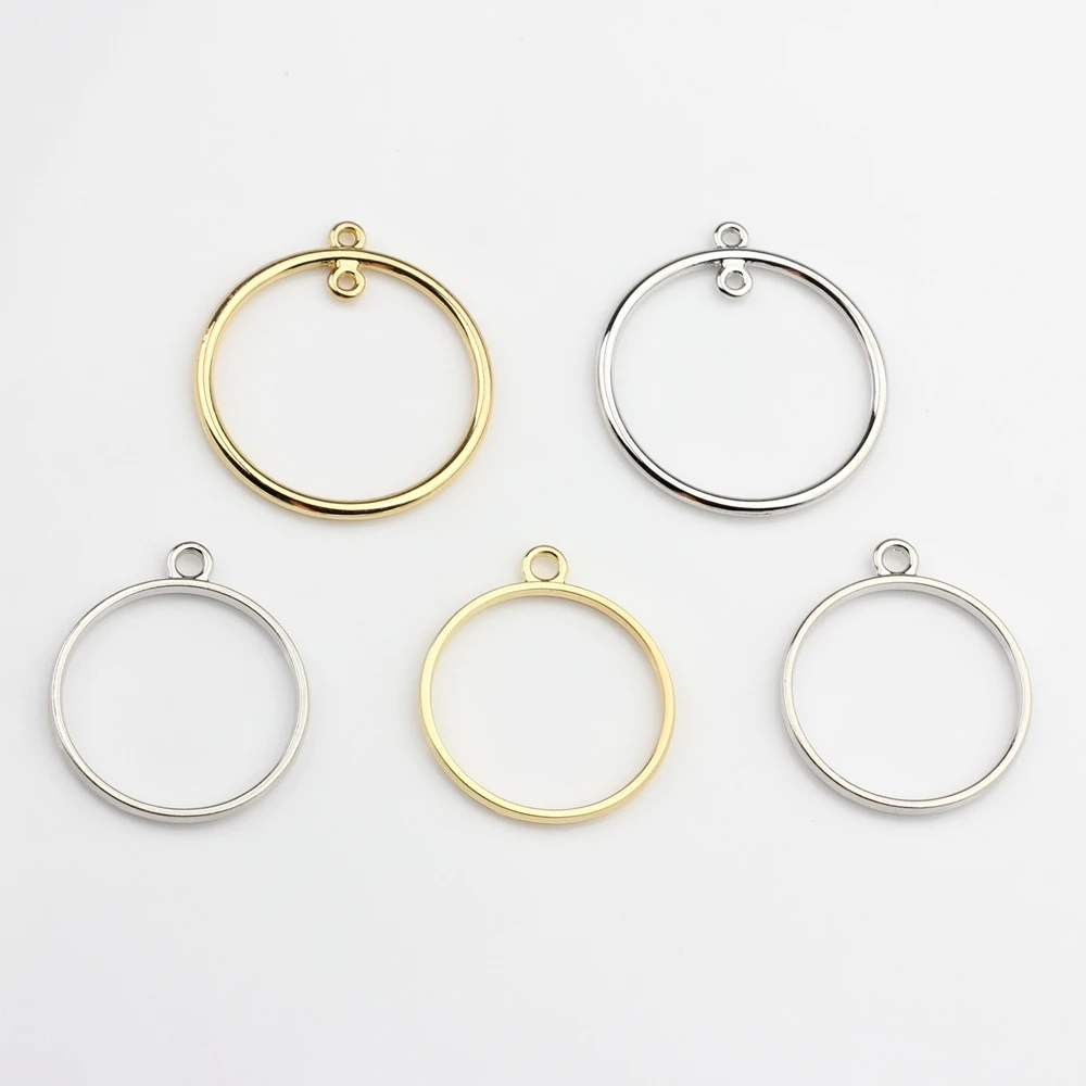 Zinc Alloy Round Circle Charms Bezel Metal Frame Pendant Setting Cabochon Setting 10pcs/lot Diy Earrings Accessories
