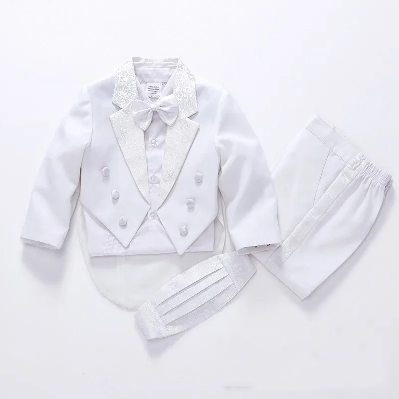 Fashion Classic Little Boy Tuxedo Wedding Party baby Boy Suits /Baby Boys clothes 5-piece Suit Set black/white children clothes