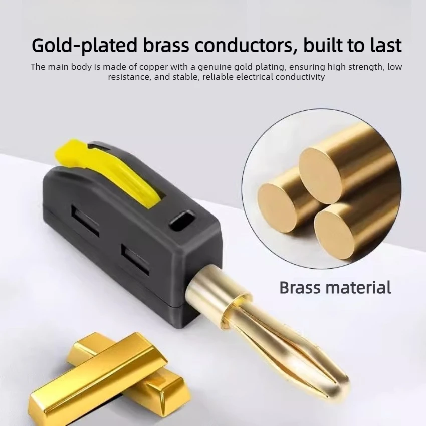 4mm Banana Plug No Solder Quick Connect High 32A Current Gold-Plated Banana Plug with Quick Connect No Welding Plug
