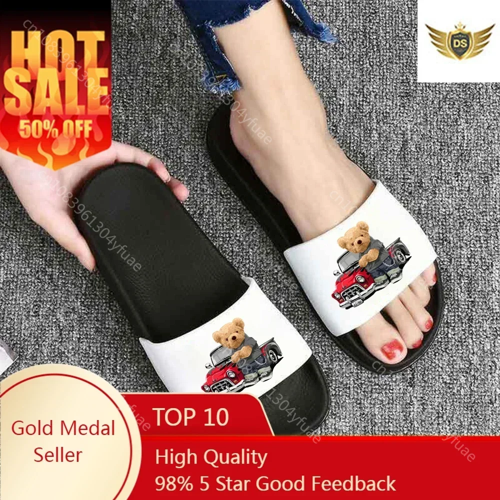 

Motorcycle Bear Women's Slippers Doll Bear Cartoon Slippers Indoor Home Slippers Ladies Slides Bathroom Flip Flops Mujer