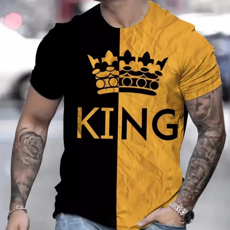 

3d King Print Men's T-Shirt Summer Casual Short Sleeve Tees Top Fashion Street Oversized Mens Vintage T-Shirts For Men