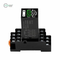 H3Y-4 DC12V DC24V AC220V Timer Delay Relay Digital Display Cycle Time Control Delayer   with Base  Power Supply