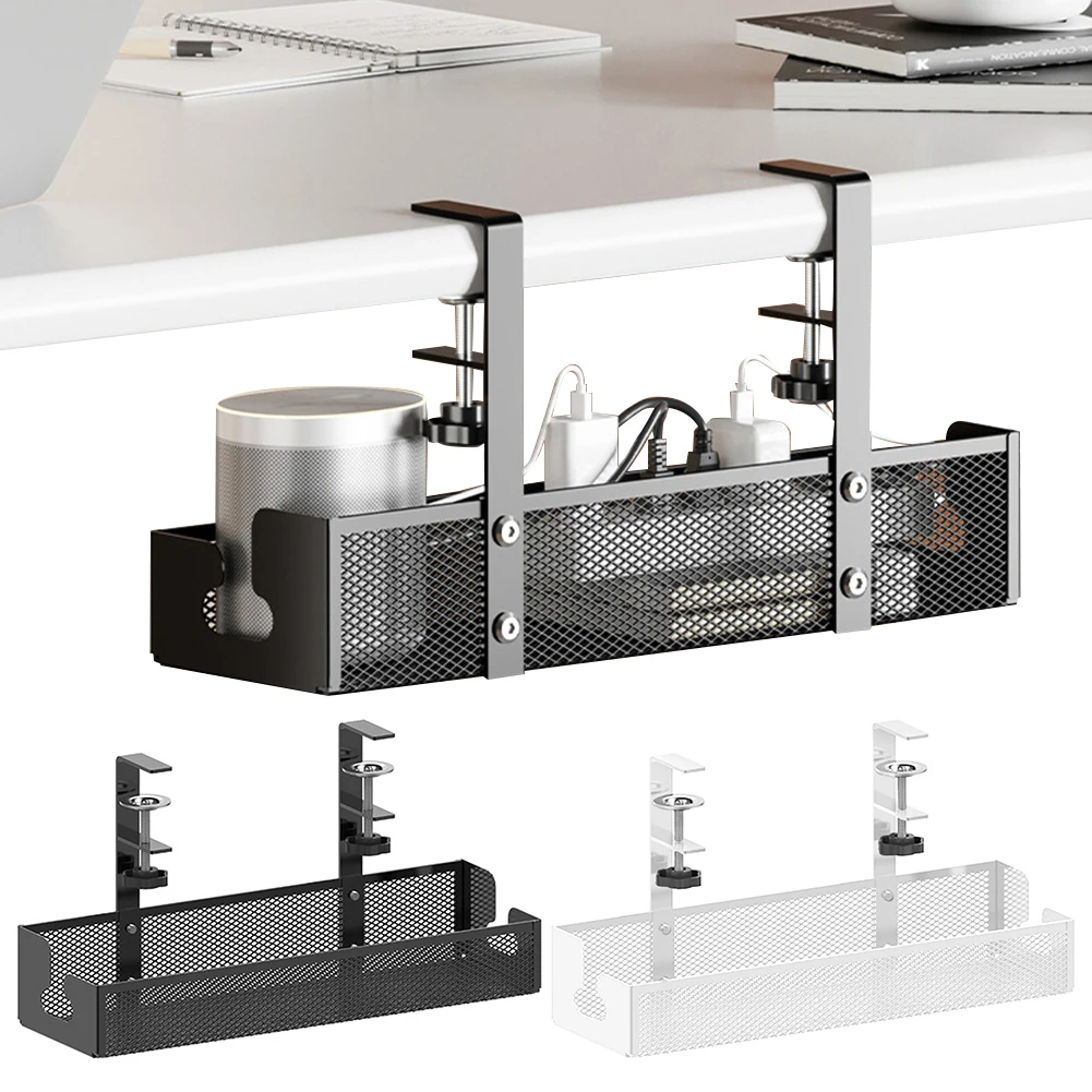 Under Desk Cable Management Trays No Drill Clamp Mounted Cord Organizer Wire Cord Organizer for Managing Cables Power Strips