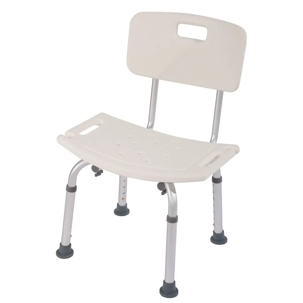 

Medical Bathroom Safety Shower Tub Aluminium Alloy Bath Chair Seat Bench With Removable Back White Bathroom Furniture