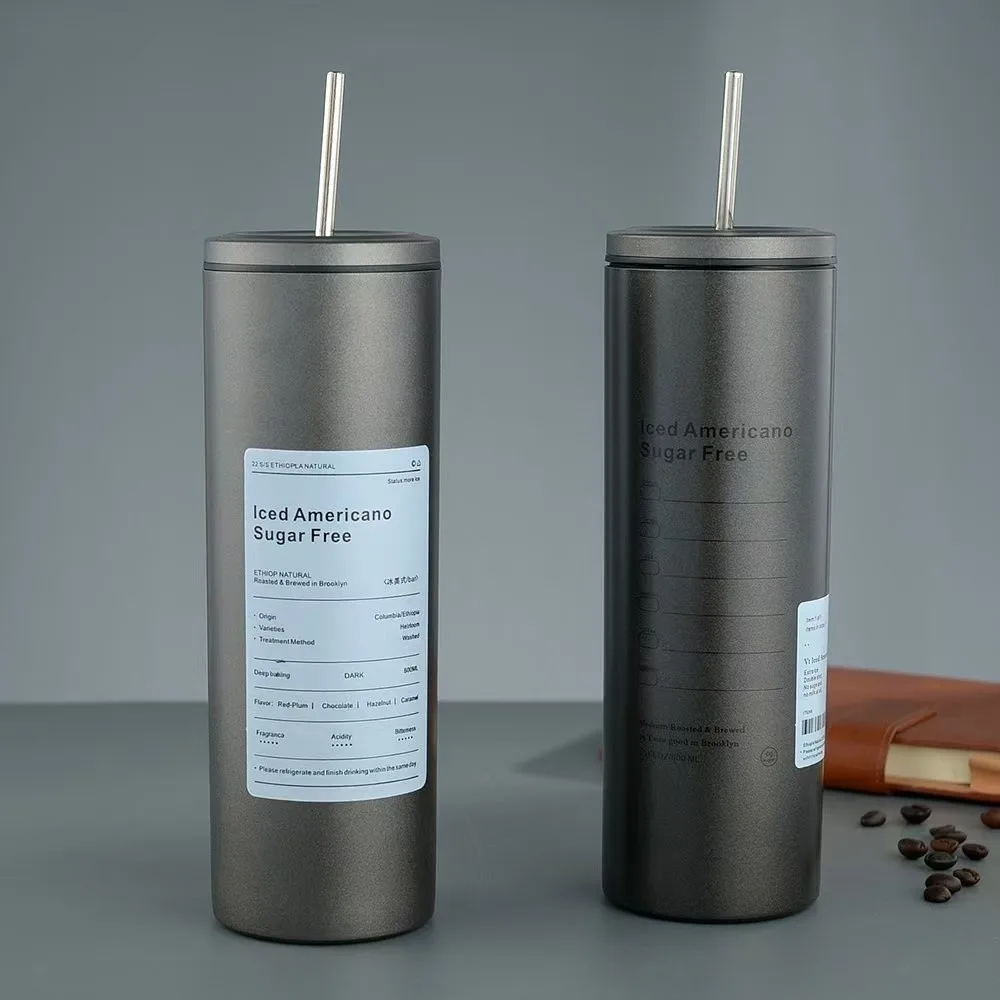 

Creative Portable Coffee Cup 600ml Cold Insulation Coffee Mug Double Wall Stainless Steel Vacuum Flask Home Office Use