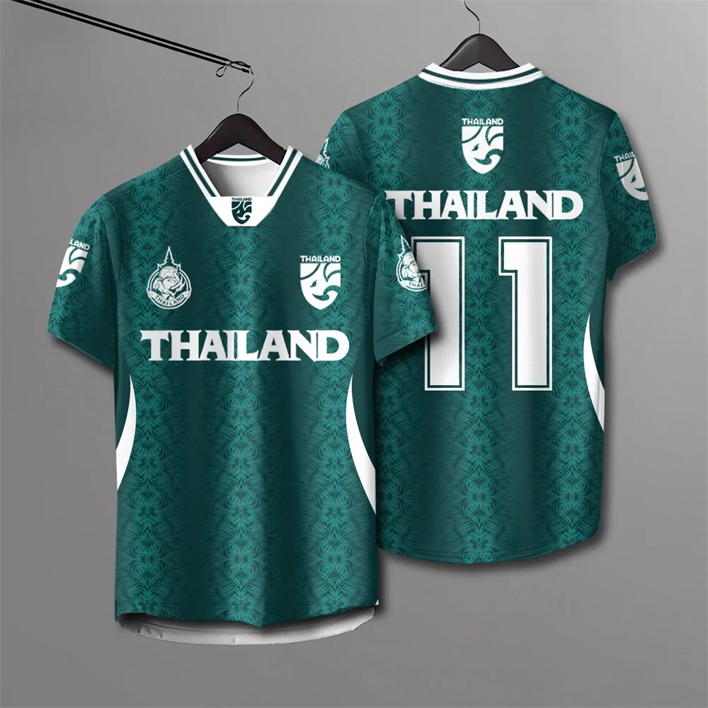 Fußballtrikot der thailändischen Nationalmannschaft Nr. 11, abstraktes Splash-All-Over-Print-Schnelltrocknungs-Oberteil, Y2K-Retro-Vibe, Athleisure-Alltagsoutfit – Detail 7
