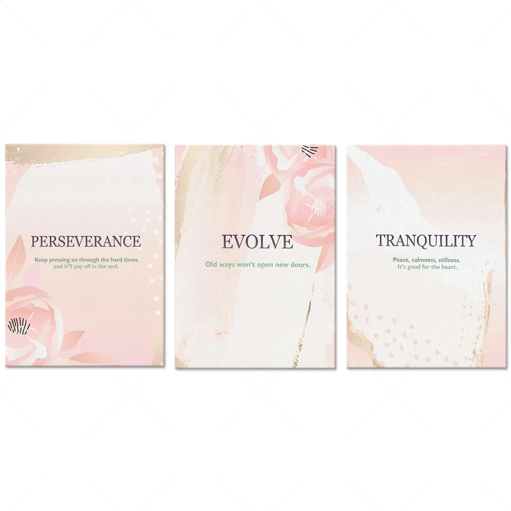 Set Wall Art Evolution Tranquil Perseverance Motivation Wall Art Canvas Print Poster Office Entrepreneur Motivation