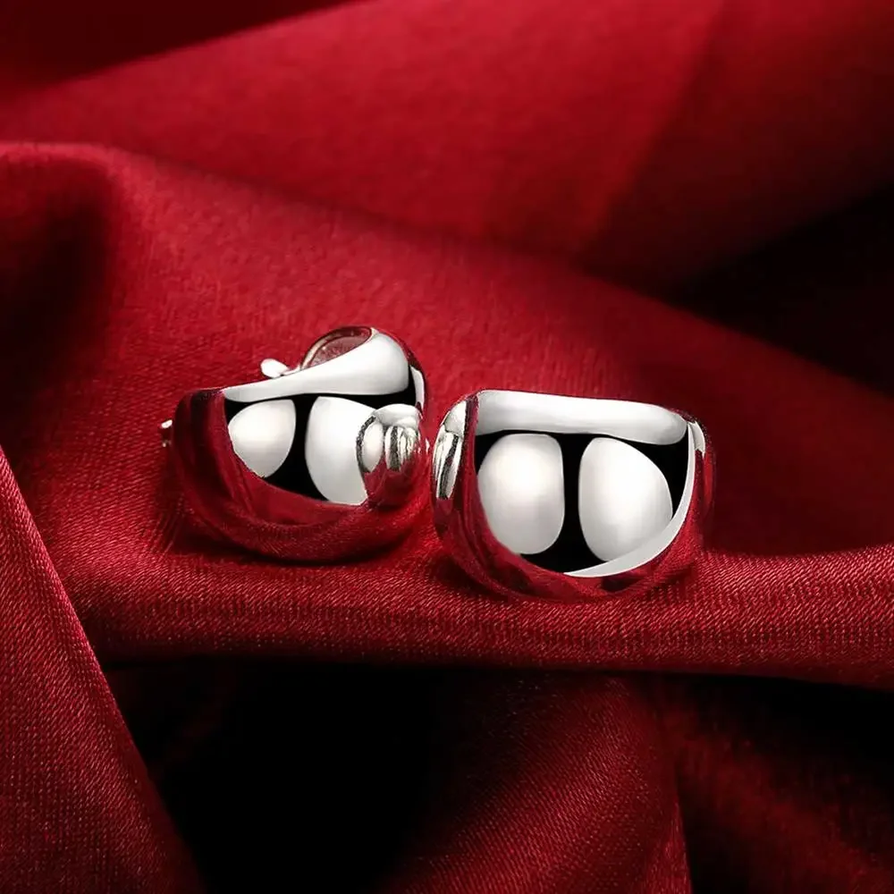 

Charm 925 Sterling Silver Earring Fashion Smooth Round Earrings for Women Birthday Gifts Classic Jewelry