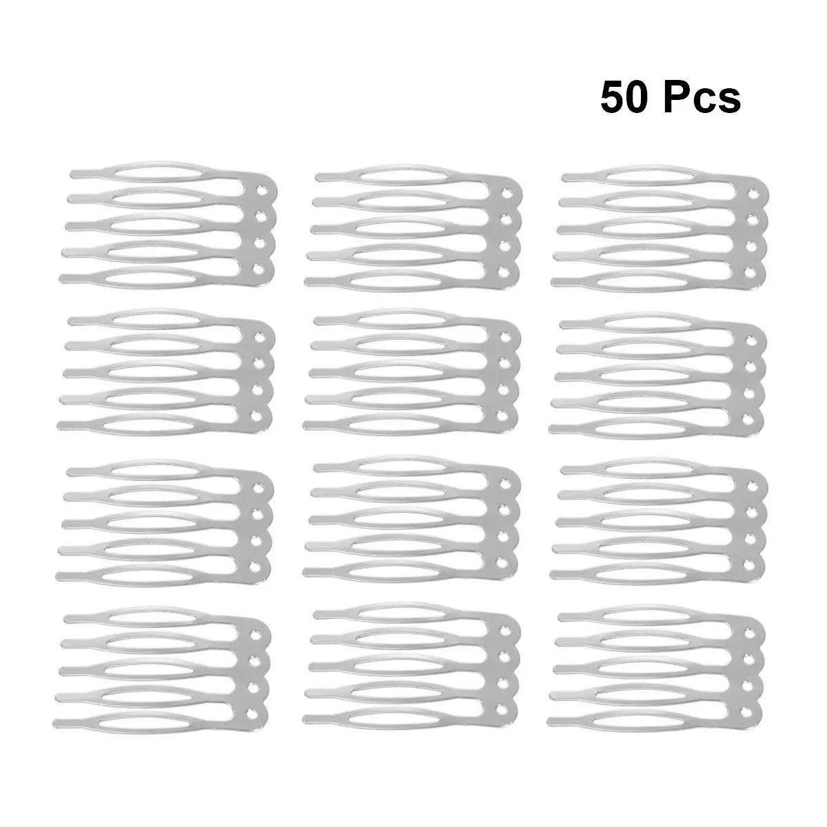 

50Pcs DIY Hair Combs Set Premium Smooth Texture Tuck Comb for Handmade Headdress Fashion Hair Accessories Women All Ages Silver