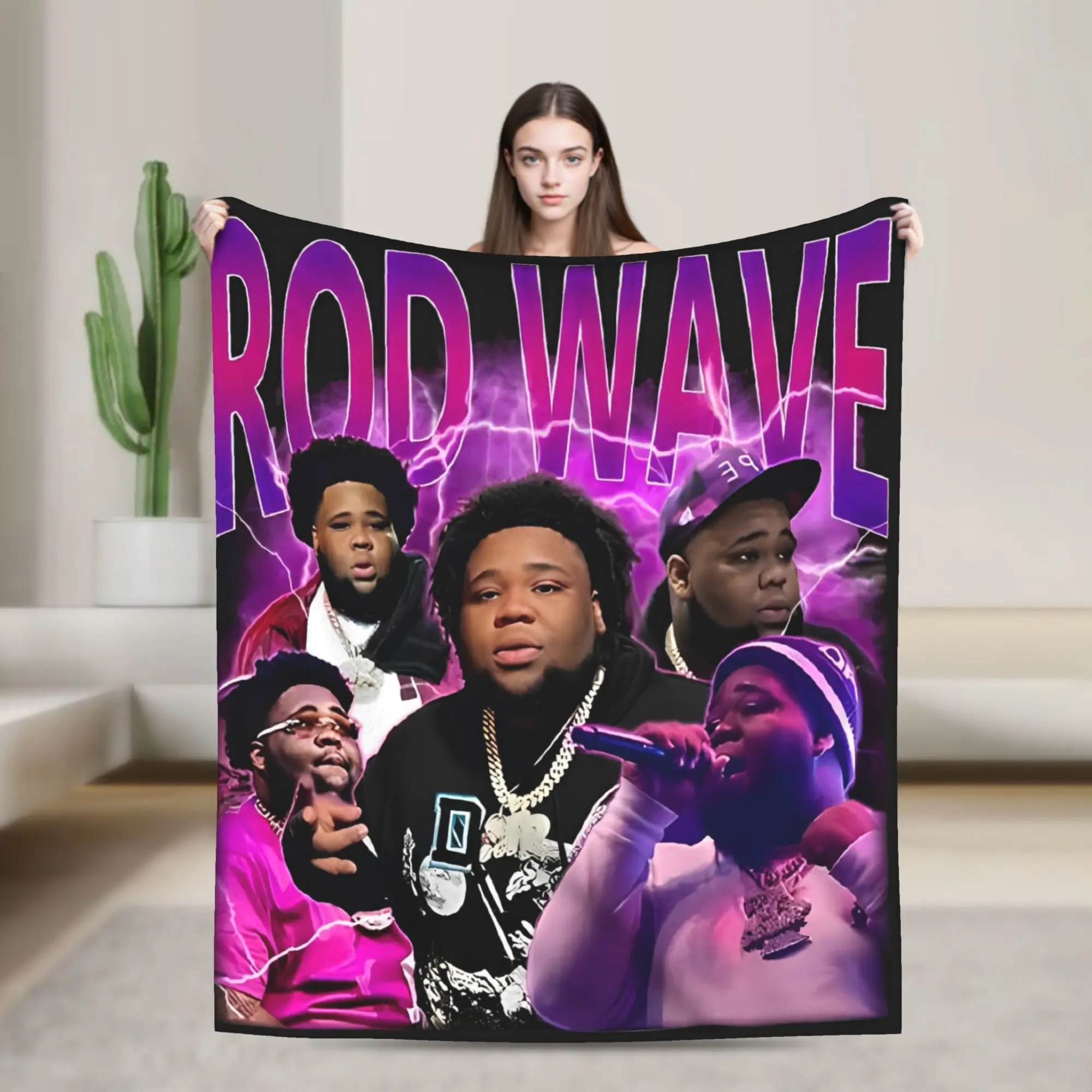 Rapper rod wave  Blankets Quality Warm Soft  Throw Blanket Winter Camping Couch Chair Print Bedspread