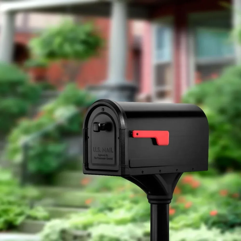 Roxbury Mount Mailbox and Premium Steel Post Combo - Medium Black for Stylish Curb Appeal