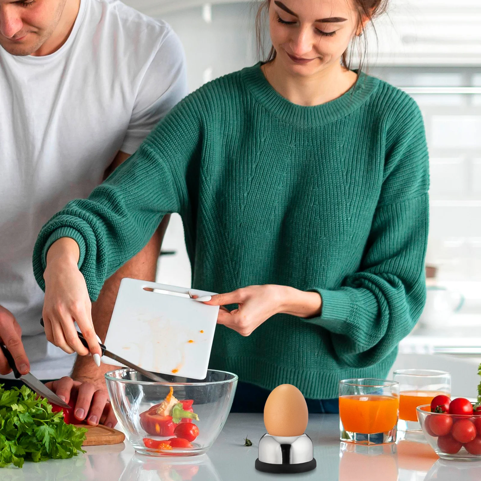 

Punching Tool Stainless Steel Pp Material Boiled Egg Piercer Kitchen Gadget Egg Separator Hole Poker Cooking Tool