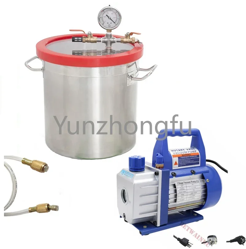 Degassing Chamber 3 Gallon Vacuum Chamber Kit with 2.5CFM/3 CFM Vacuum Pump 110V/220V 25cm*25cm Stainless Steel