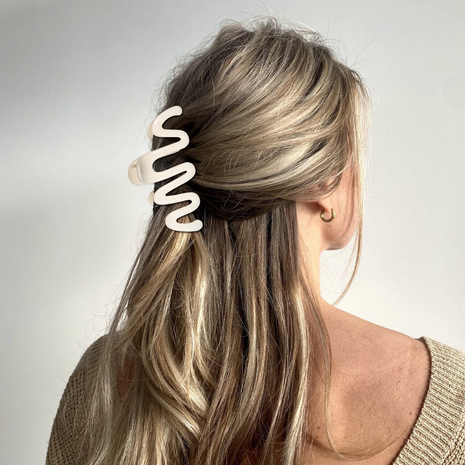 

8 pcs Wavy Hair Clips Claw Accessories Women Girls Custard Colors Black Yellow Blue Green Pink White Hairdressing Styling Tools