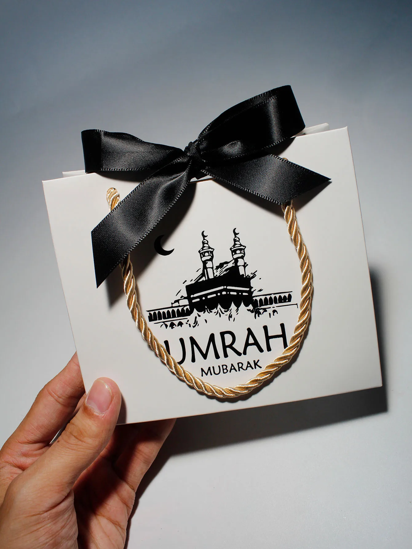 Eid Mubarak Favors Gifts Candy Boxes handbag Muslim Islamic Ramadan Kareem Party Decor，Handheld ribbon candy box ﻿