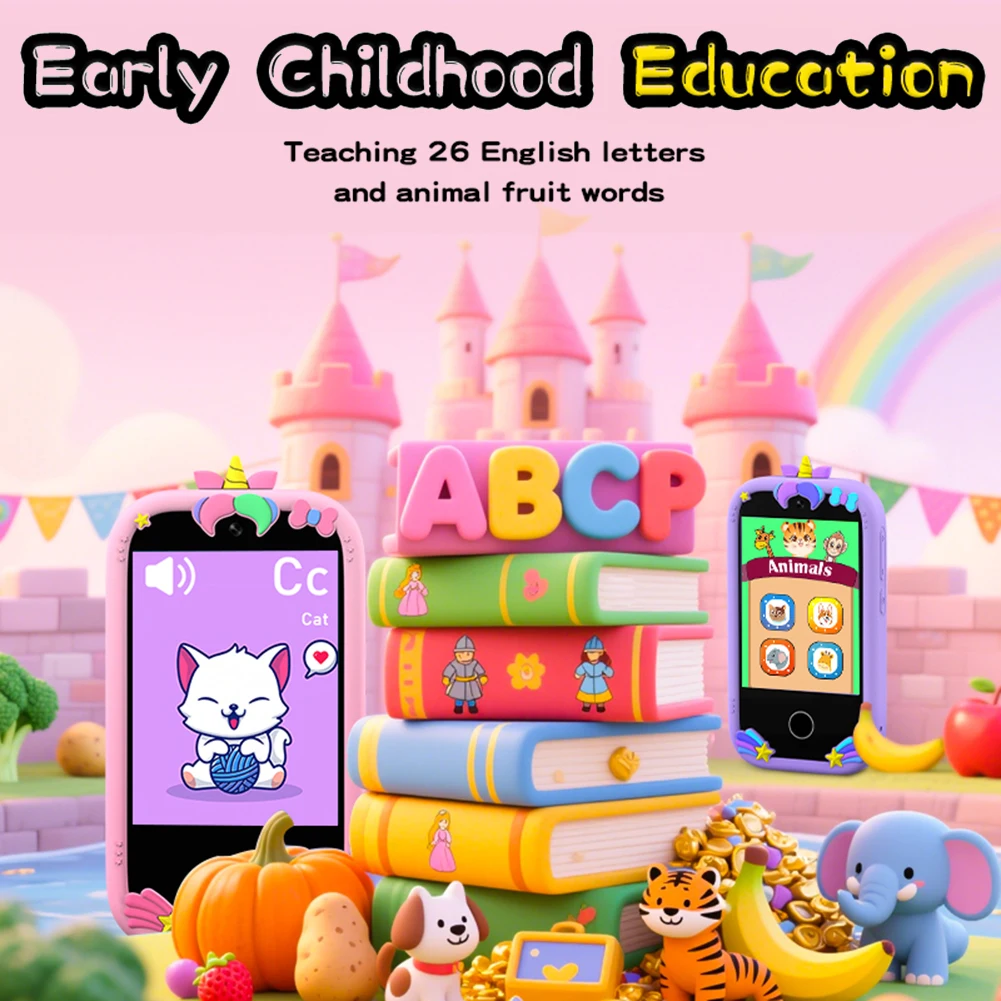 2.8 Polegada telefone de brinquedo infantil interativo smartphone com câmera telefone da criança com câmera dupla para idades de 3-7 jogo leitor de música