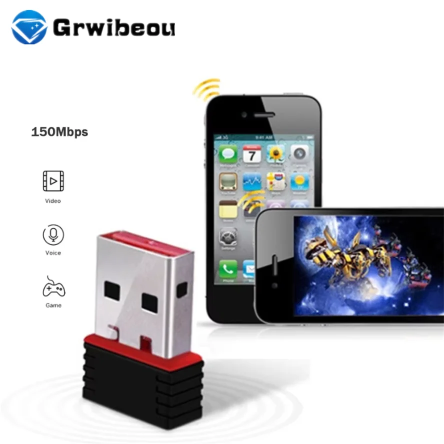 

150Mbps USB WiFi Adapter USB Wireless WiFi Network Card WiFi Dongle USB Wireless Wlan Receiver for Desktop Laptop PC Windows